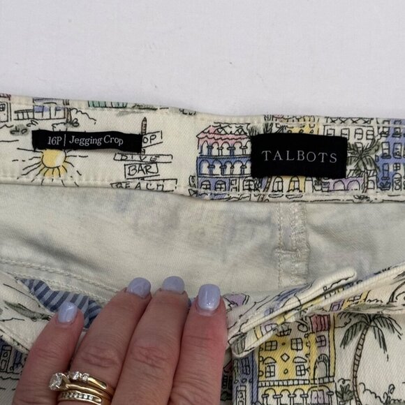 Talbots Jegging Crop Tropical Printed Beach Denim Ankle Pants Size 16P - Picture 9 of 10